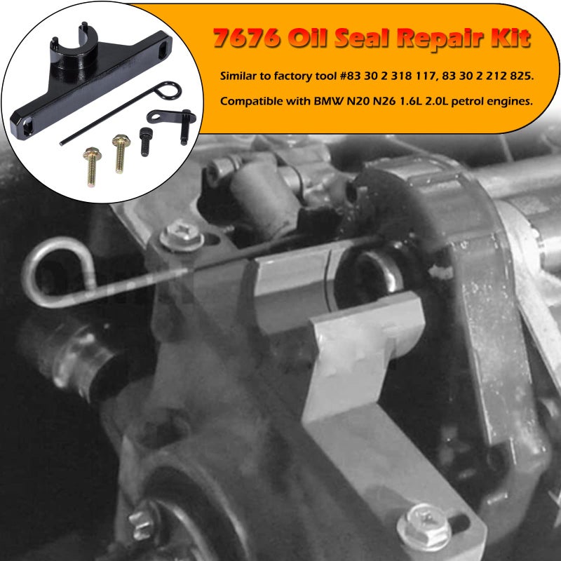 Bonbo Heavy Duty 2801 Flywheel Holder Flex Plate Lock Tool for Replacing Timing Chain + 7676 Oil Seal Repair Kit with Balance Shaft & Oil Pump Alignment Tool Set for BMW 1 2 3 4 Series N20 N26 Engines - Image 2